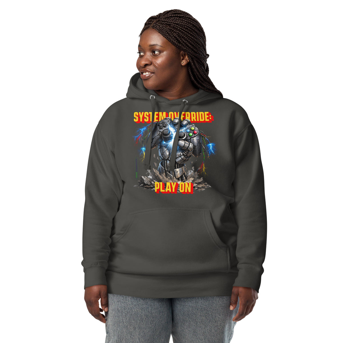 System Override Gamer Unisex Hoodie — Vintage Black — front