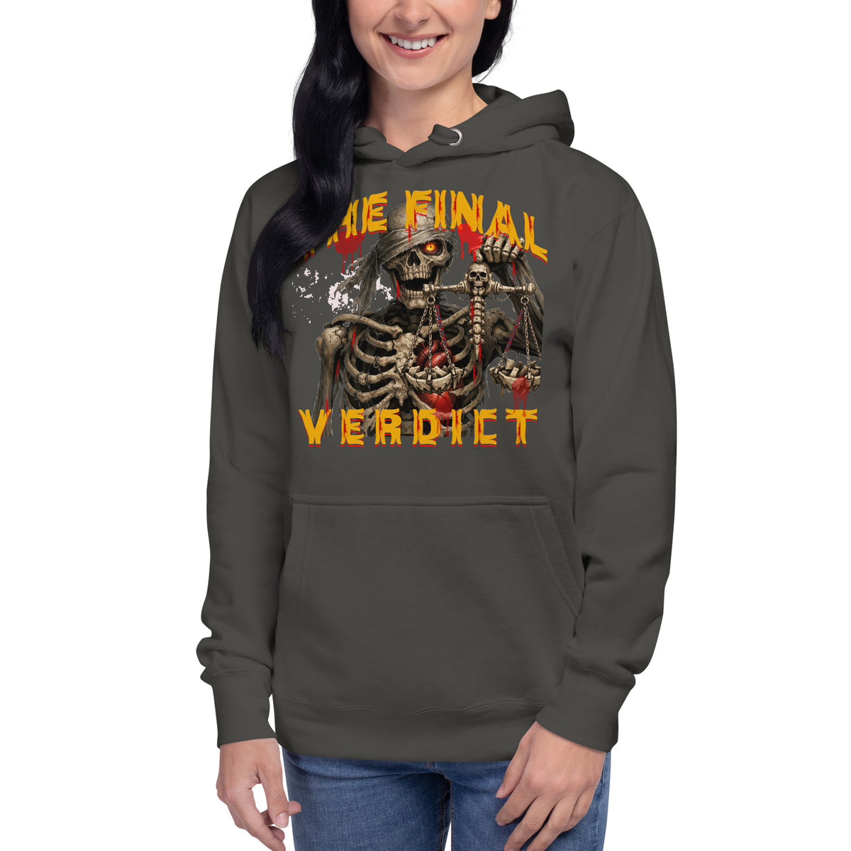 The Final Verdict Unisex Hoodie — Vintage Black — front