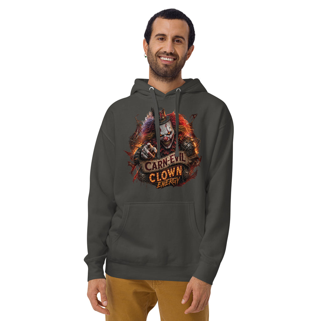 Top Hat Evil Clown Unisex Hoodie — Vintage Black — front