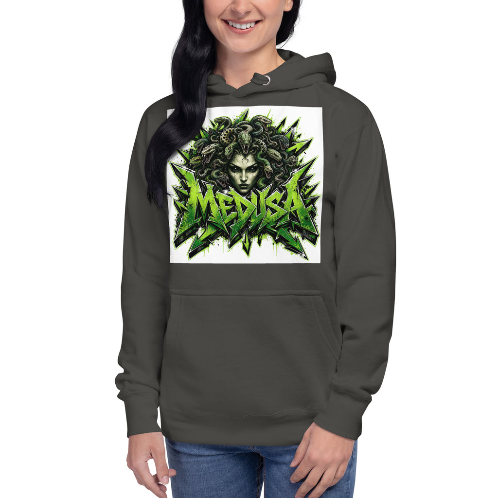 Medusa Graffiti Unisex Hoodie — Vintage Black — front