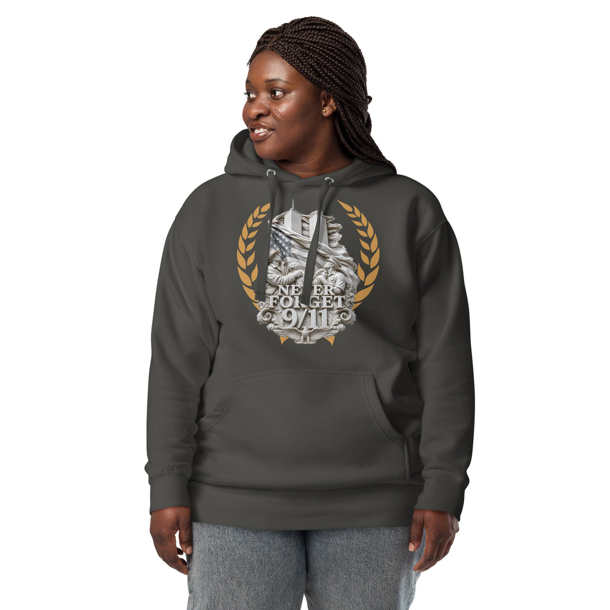WTC NYC — Never Forget Unisex Hoodie — Vintage Black — front