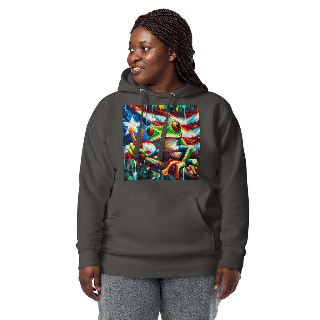 Coqui Frog Unisex Hoodie — Vintage Black — front