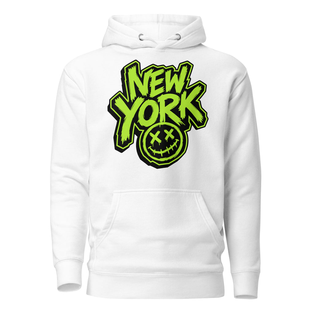 NY Smiles Unisex Hoodie — White — front