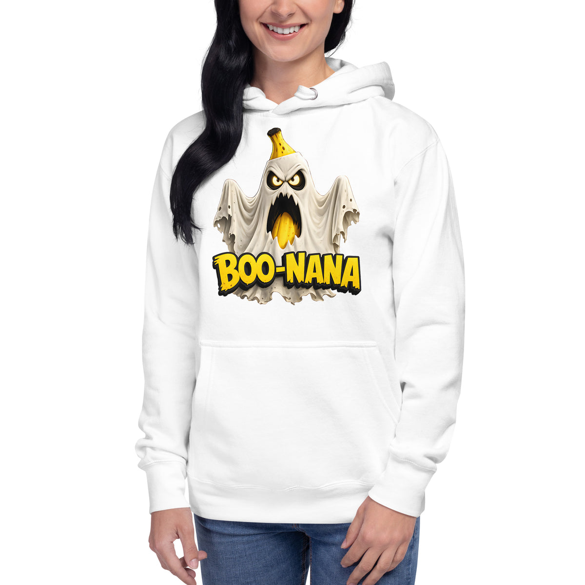 Boo Nana Unisex Hoodie — White — front