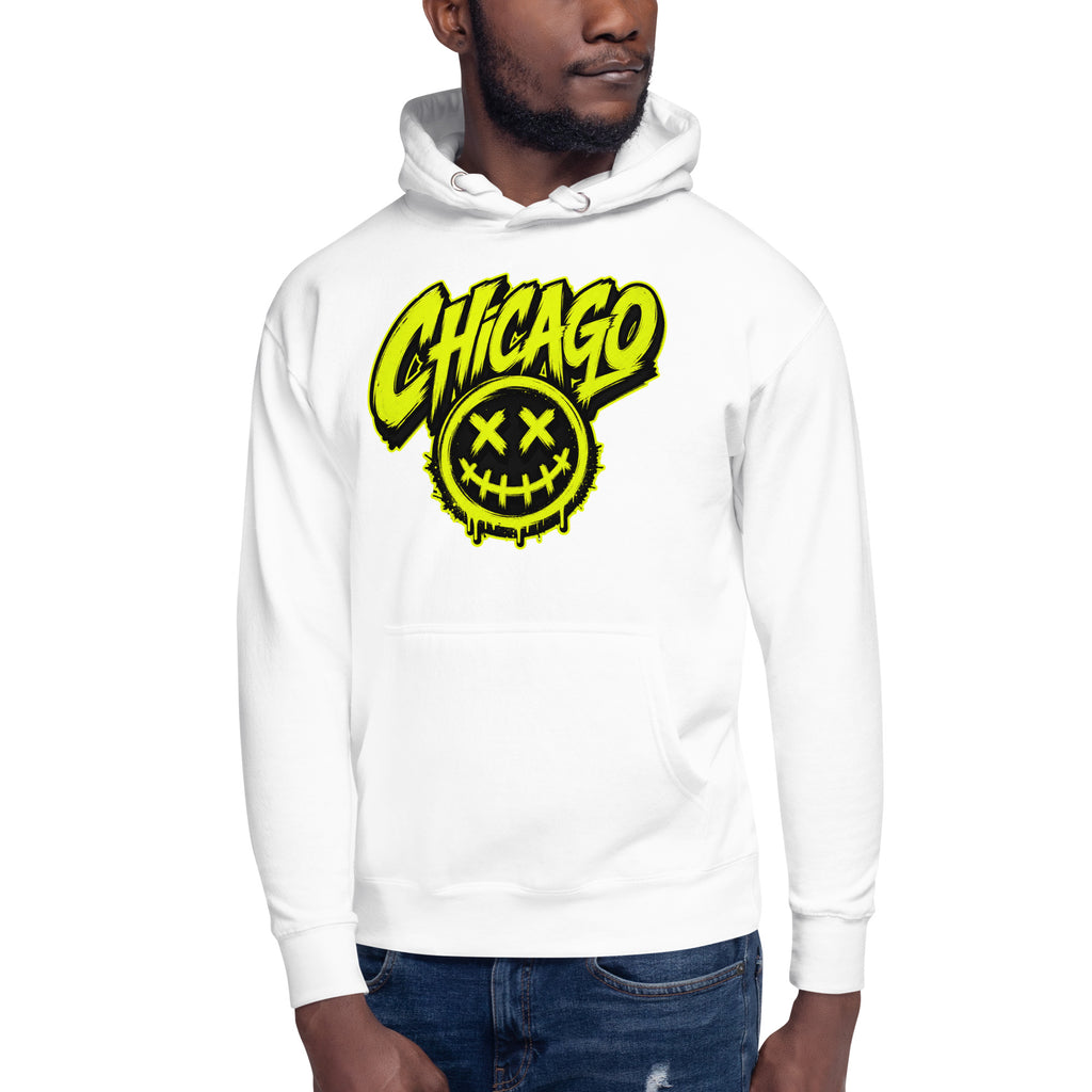 Chicago Smiles Unisex Hoodie — White — front