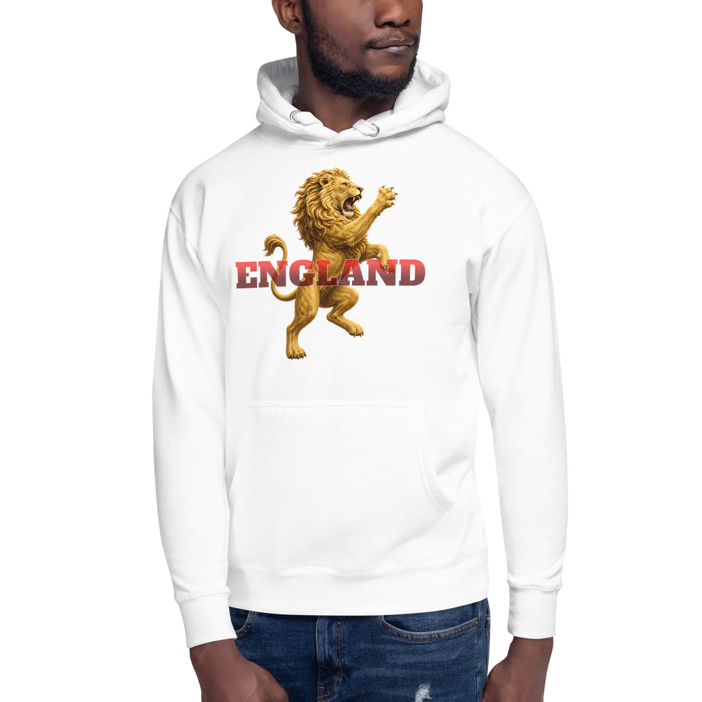 England Lion Unisex Hoodie — White — front