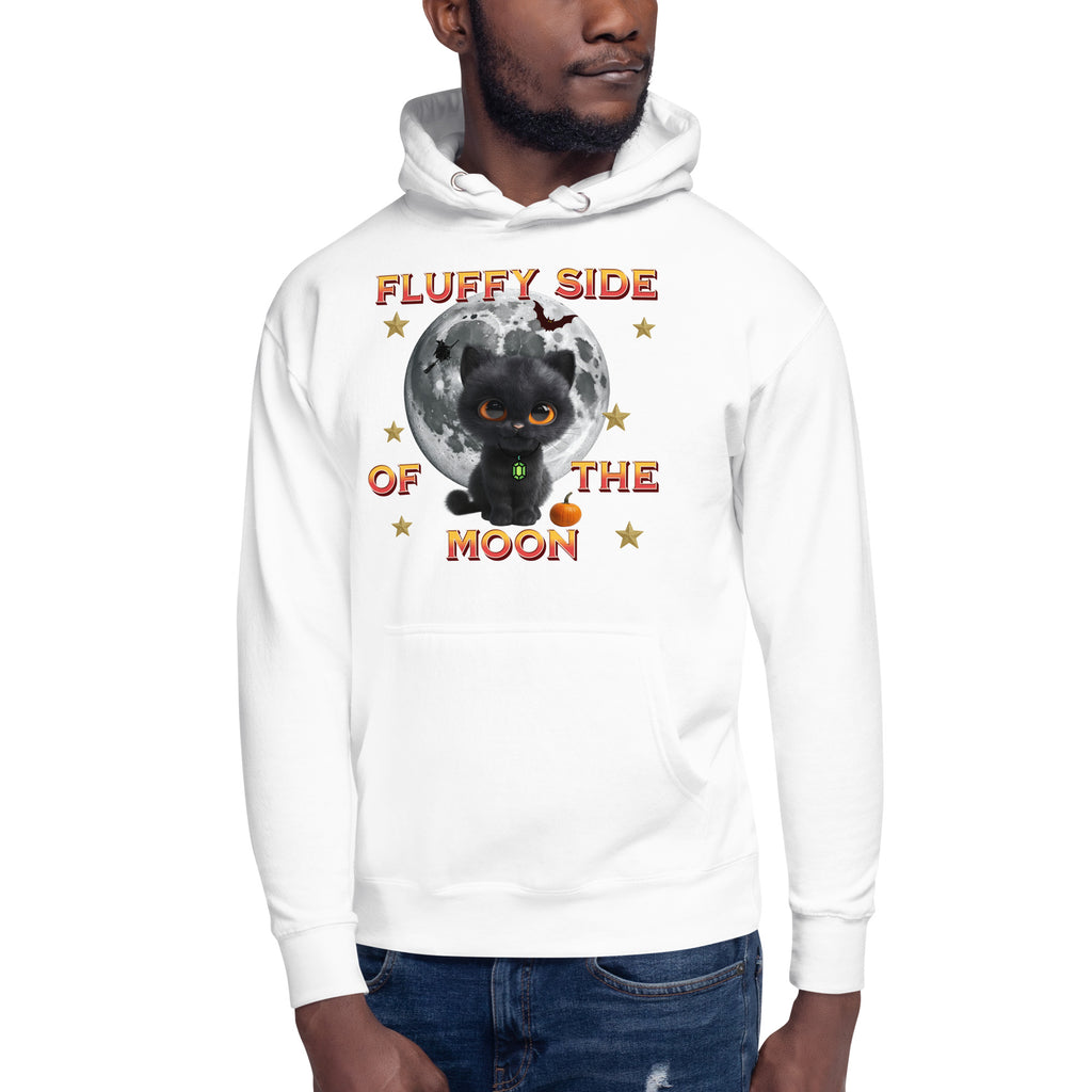 Fluffy Halloween Kitty Unisex Hoodie — White — front