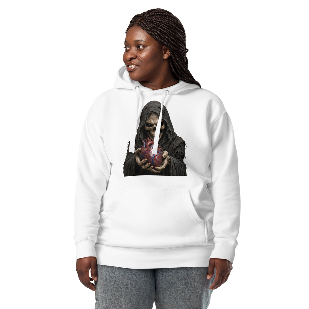 Have A Heart Skeleton Unisex Hoodie — White — front