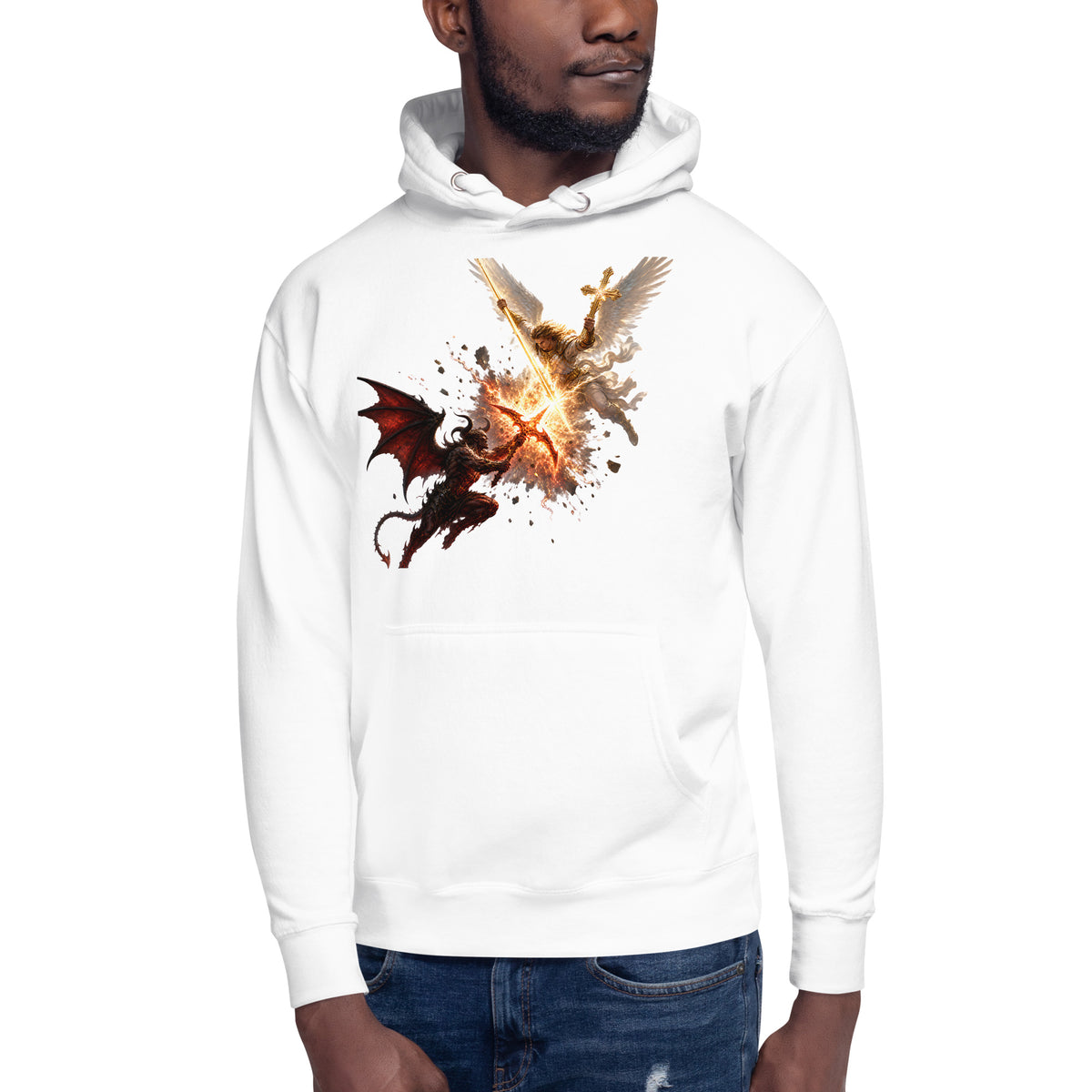 Heaven and Hell Unisex Hoodie — White — front