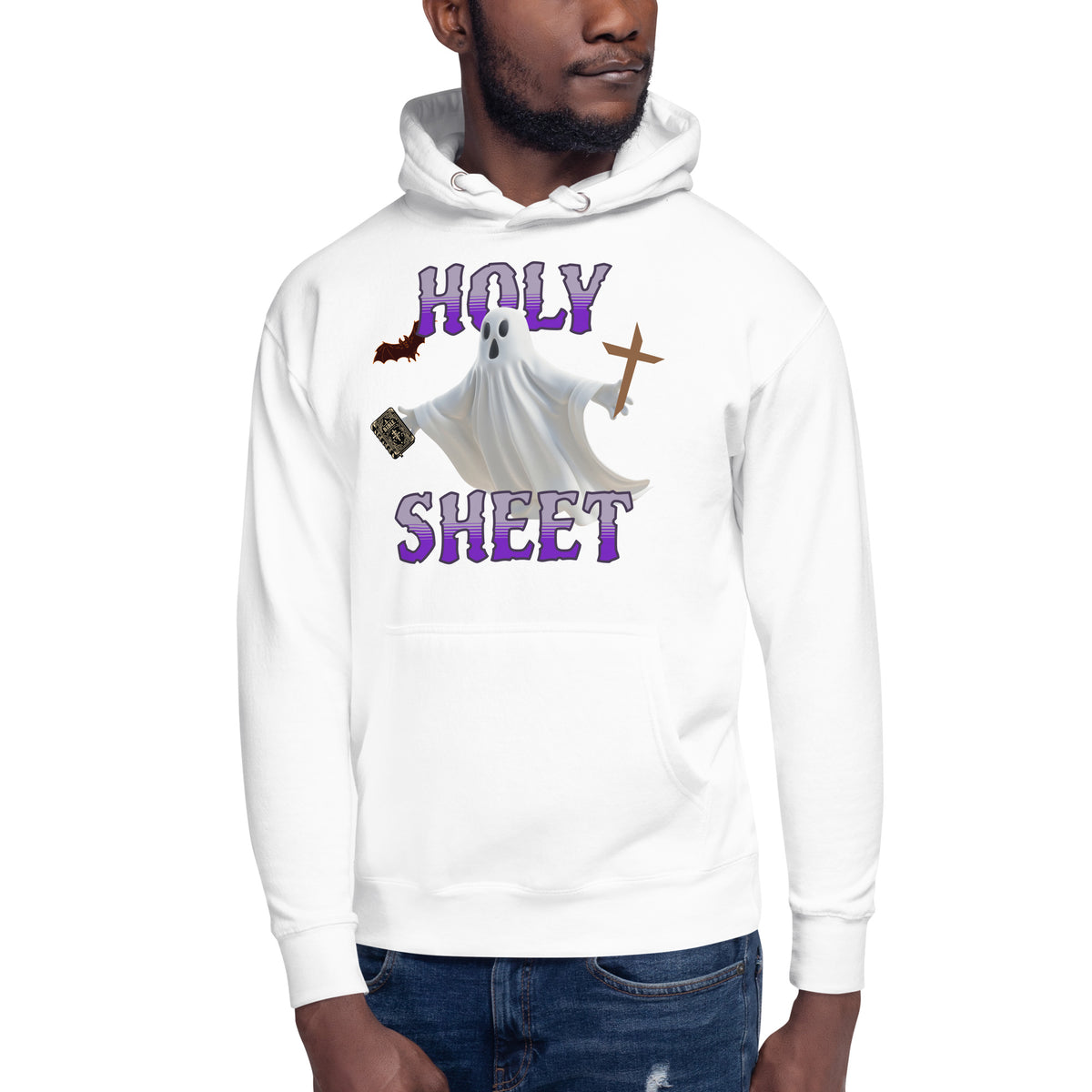 Holy Sheet Unisex Hoodie — White — front