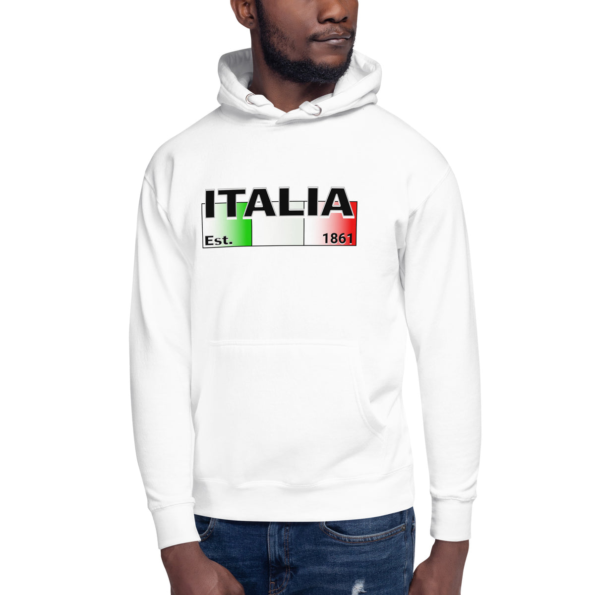 Italy Unisex Hoodie — White — front