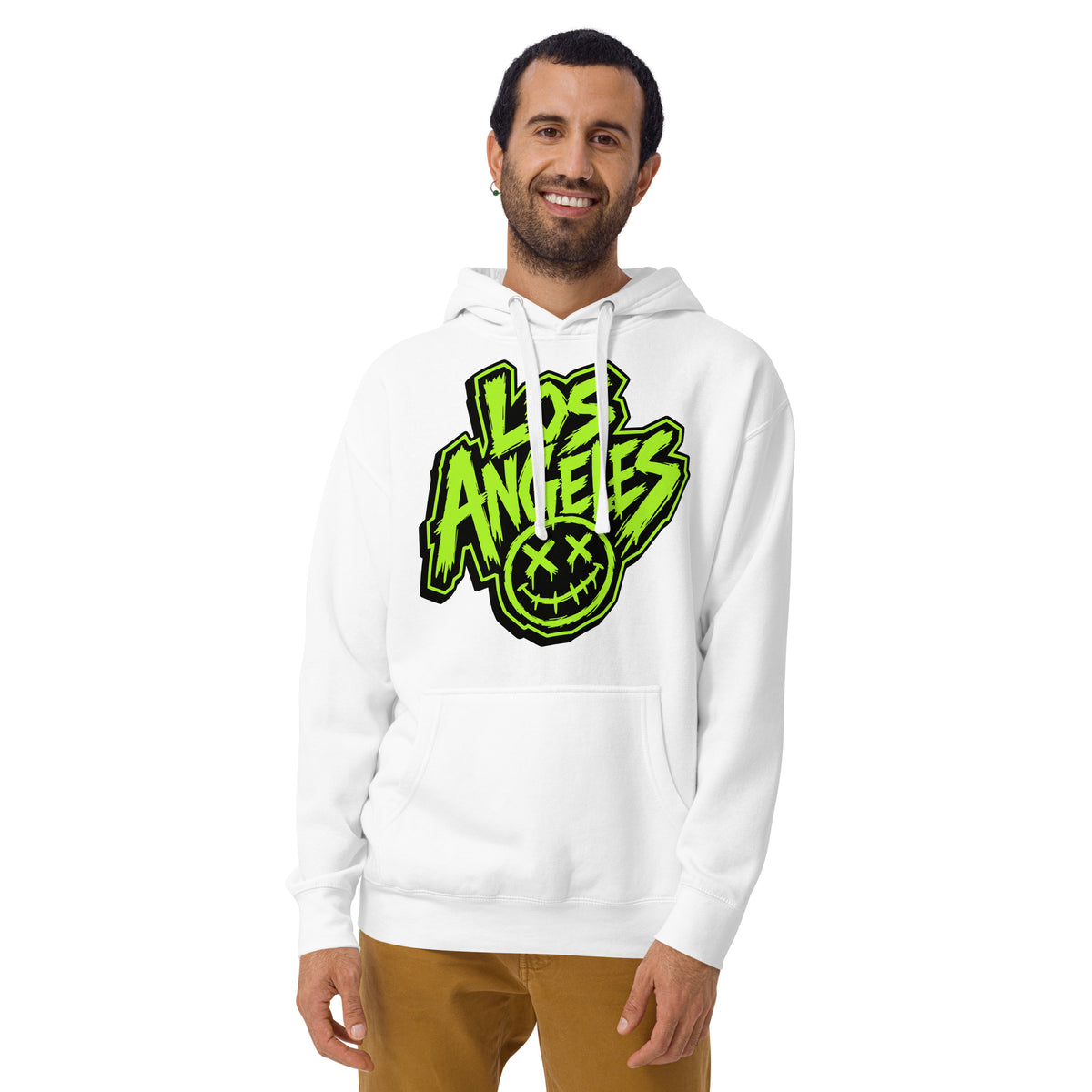 LA Smiles Unisex Hoodie — White — front