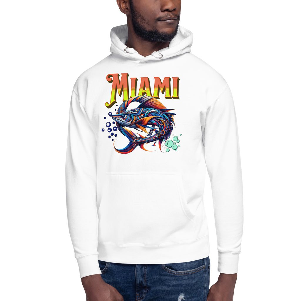 Miami Swordfish Unisex Hoodie — White — front