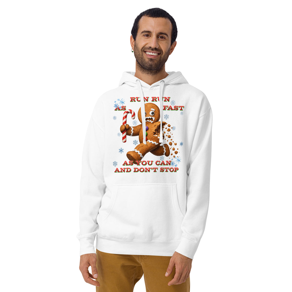 Run Run Unisex Hoodie — White — front