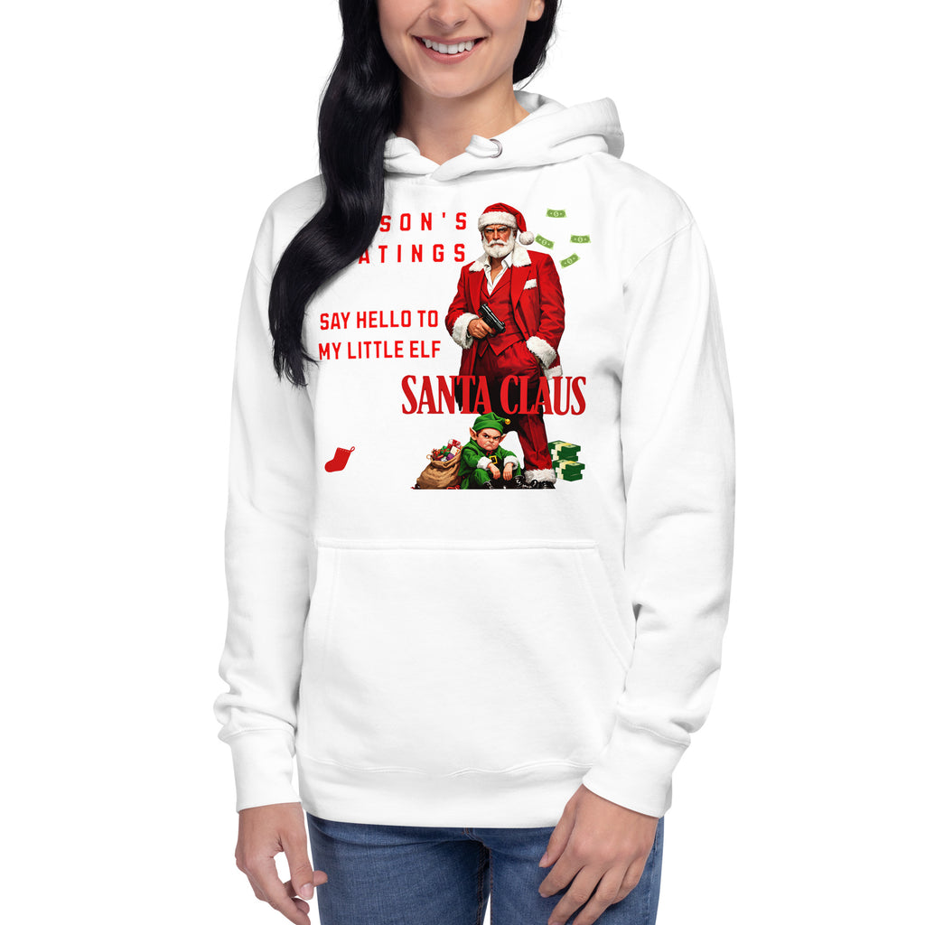 Santa Santana Unisex Hoodie — White — front