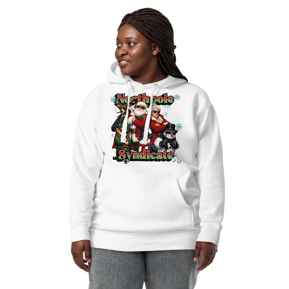 Santa’s Xmas Crew Unisex Hoodie — White — front
