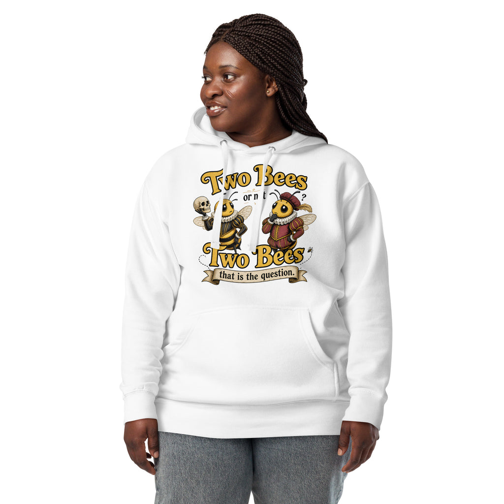 Two Bees Unisex Hoodie — White — front