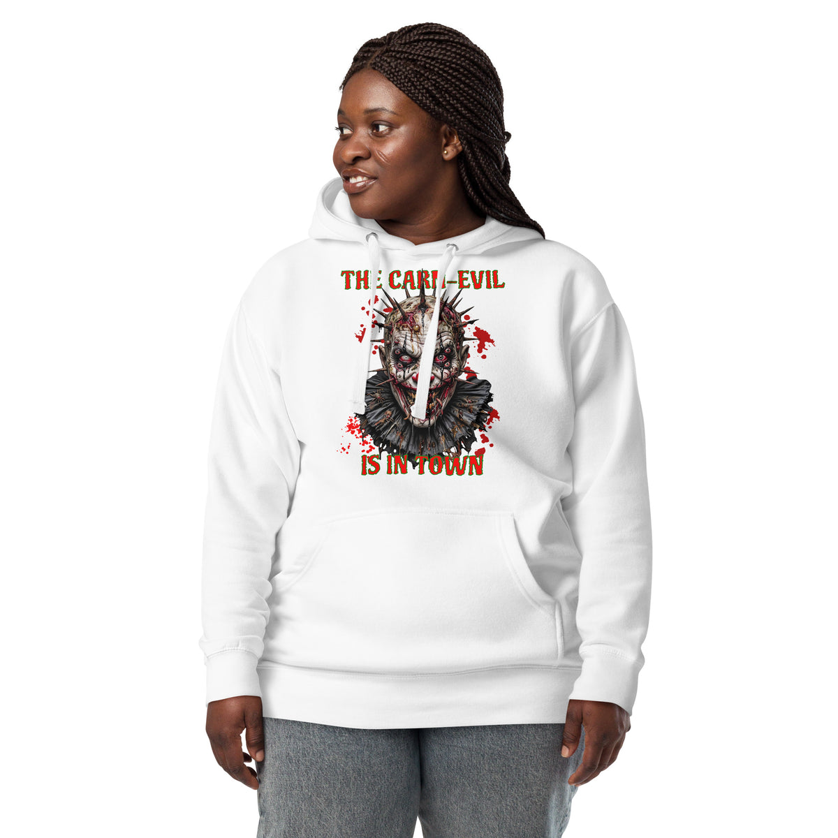 Undead Clown 2 Unisex Hoodie — White — front