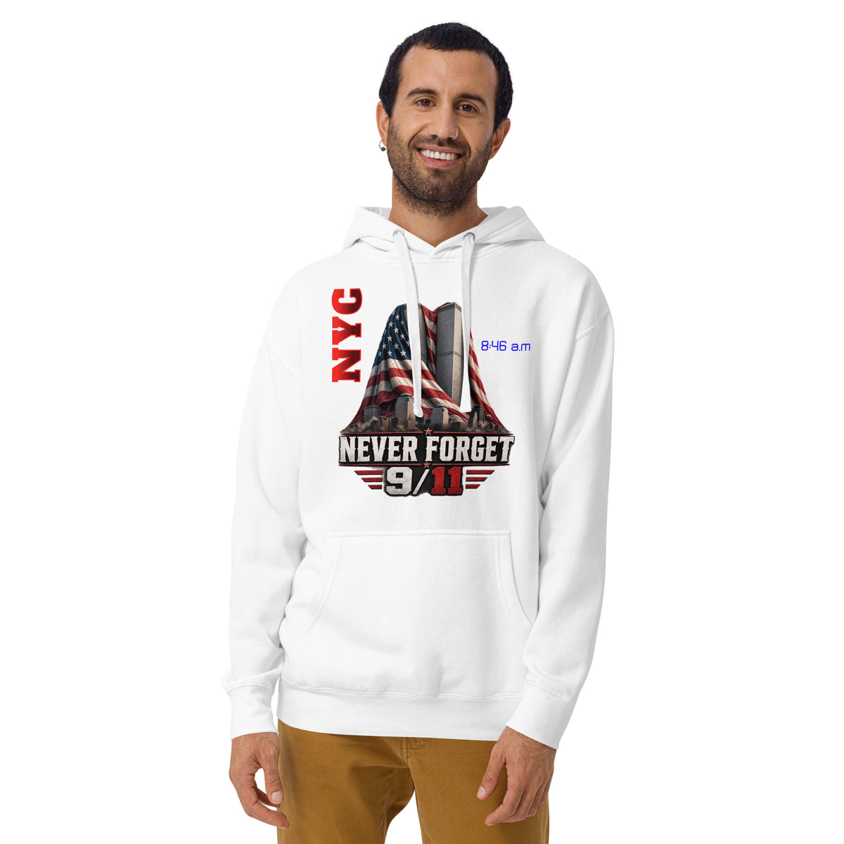 WTC 9/11 Unisex Hoodie — White — front