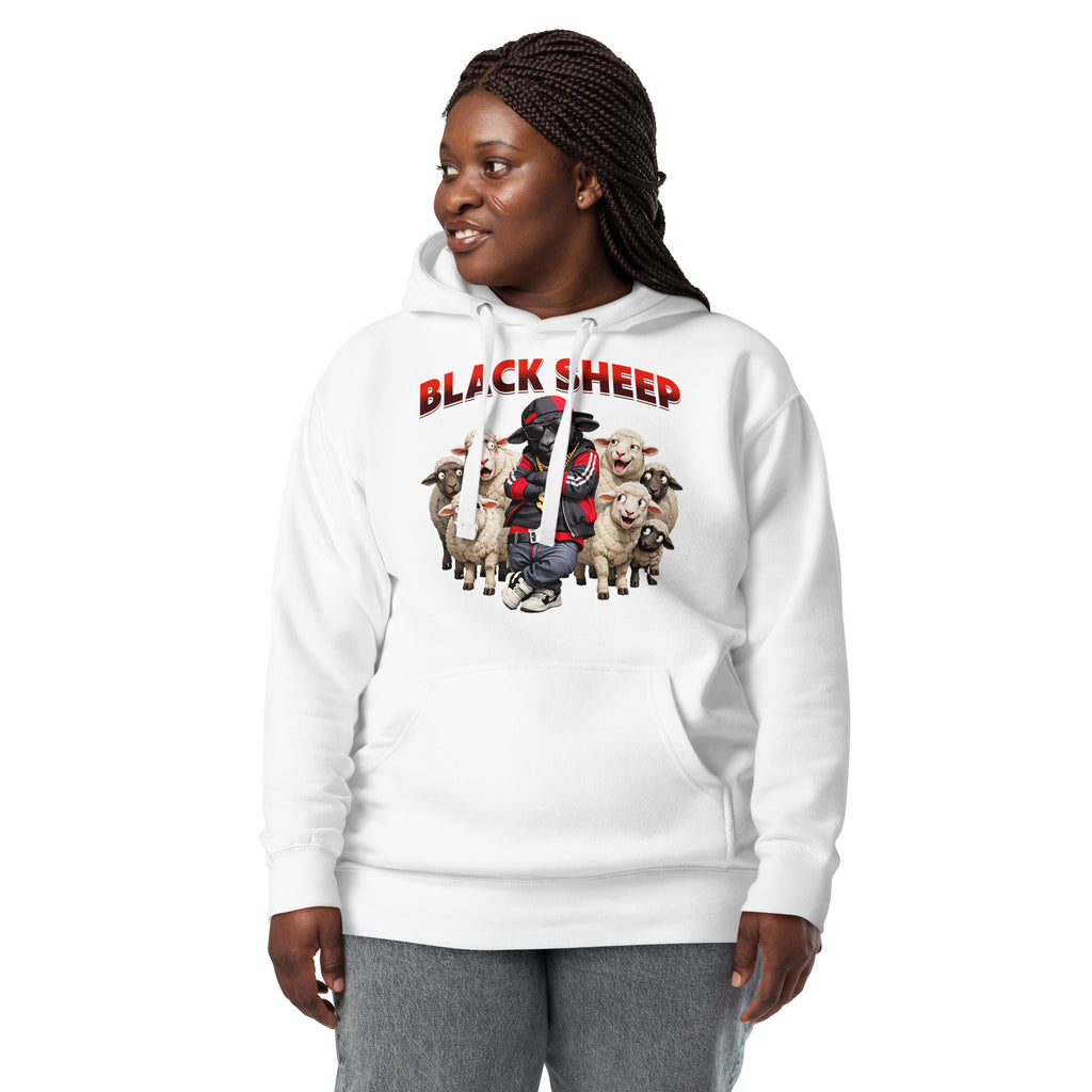 Black Sheep Way Unisex Hoodie — White — front
