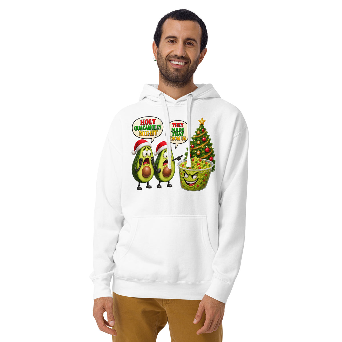 Christmas Guacamole Unisex Hoodie — White — front