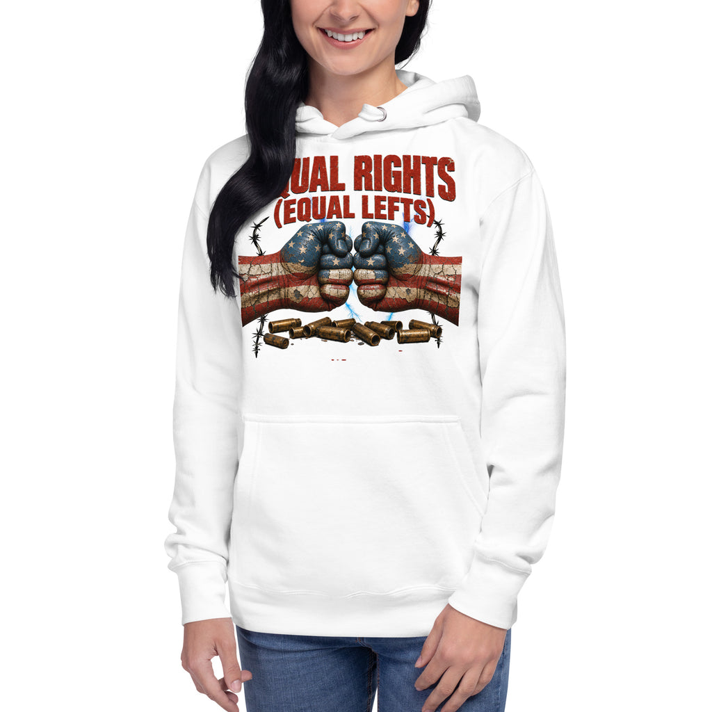 Equal Rights Equal Lefts Unisex Hoodie — White — front