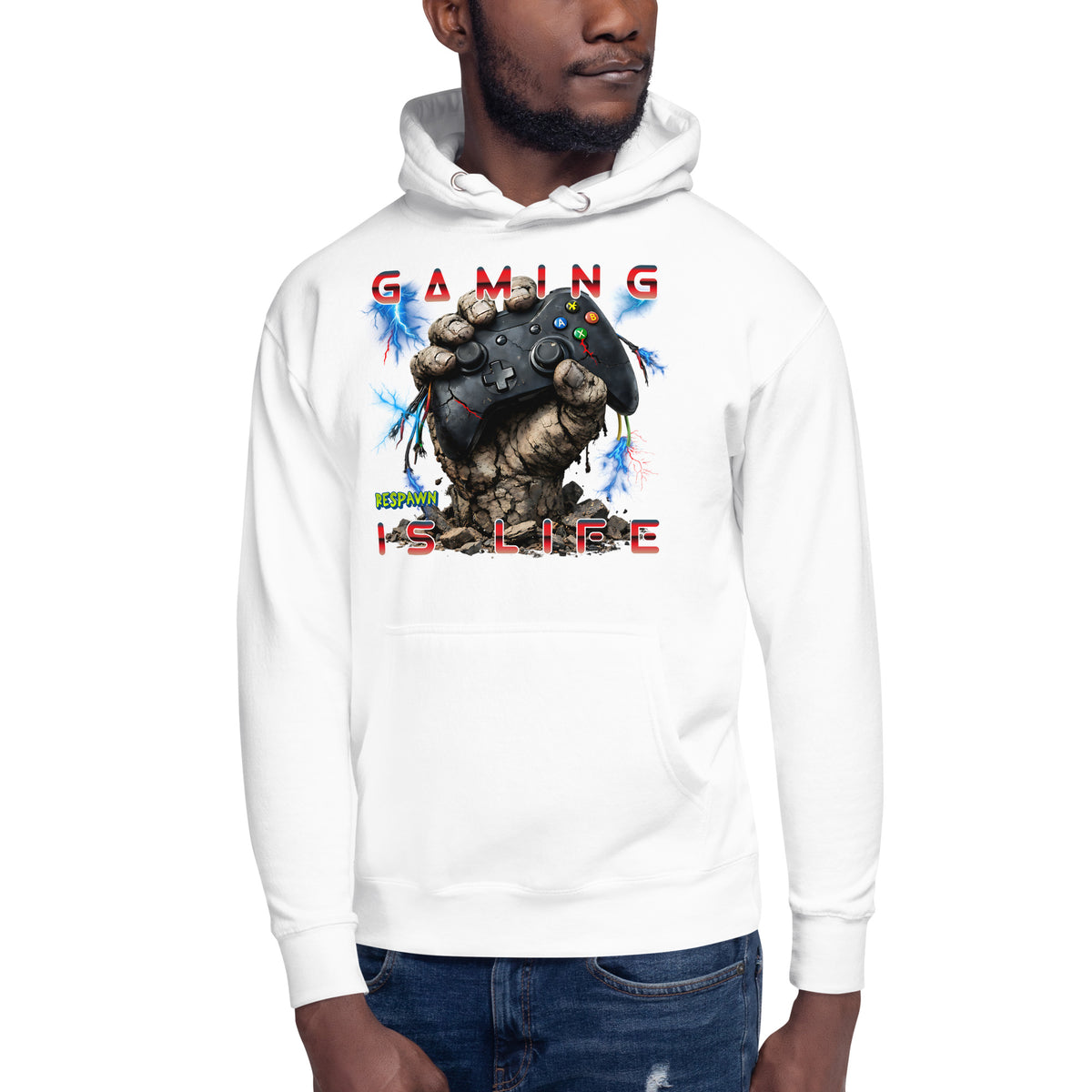 Gaming Is Life Unisex Hoodie — White — front