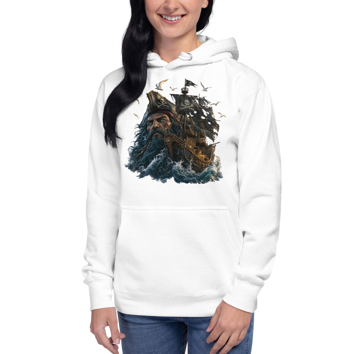 Ghost Ship Unisex Hoodie — White — front