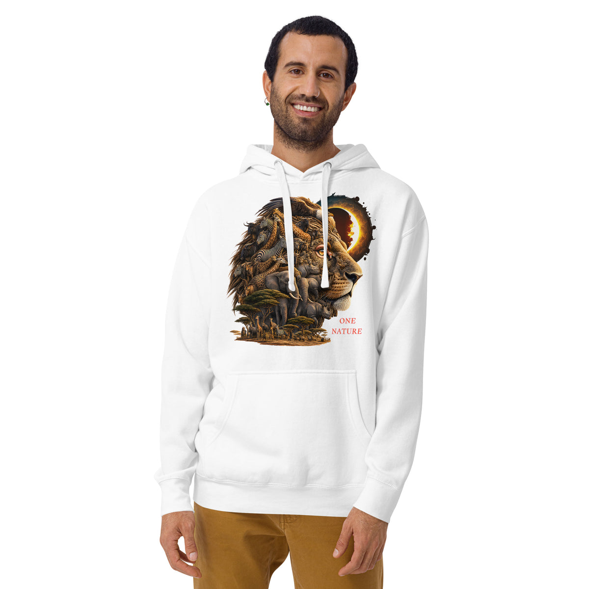Illusions Lion Unisex Hoodie — White — front