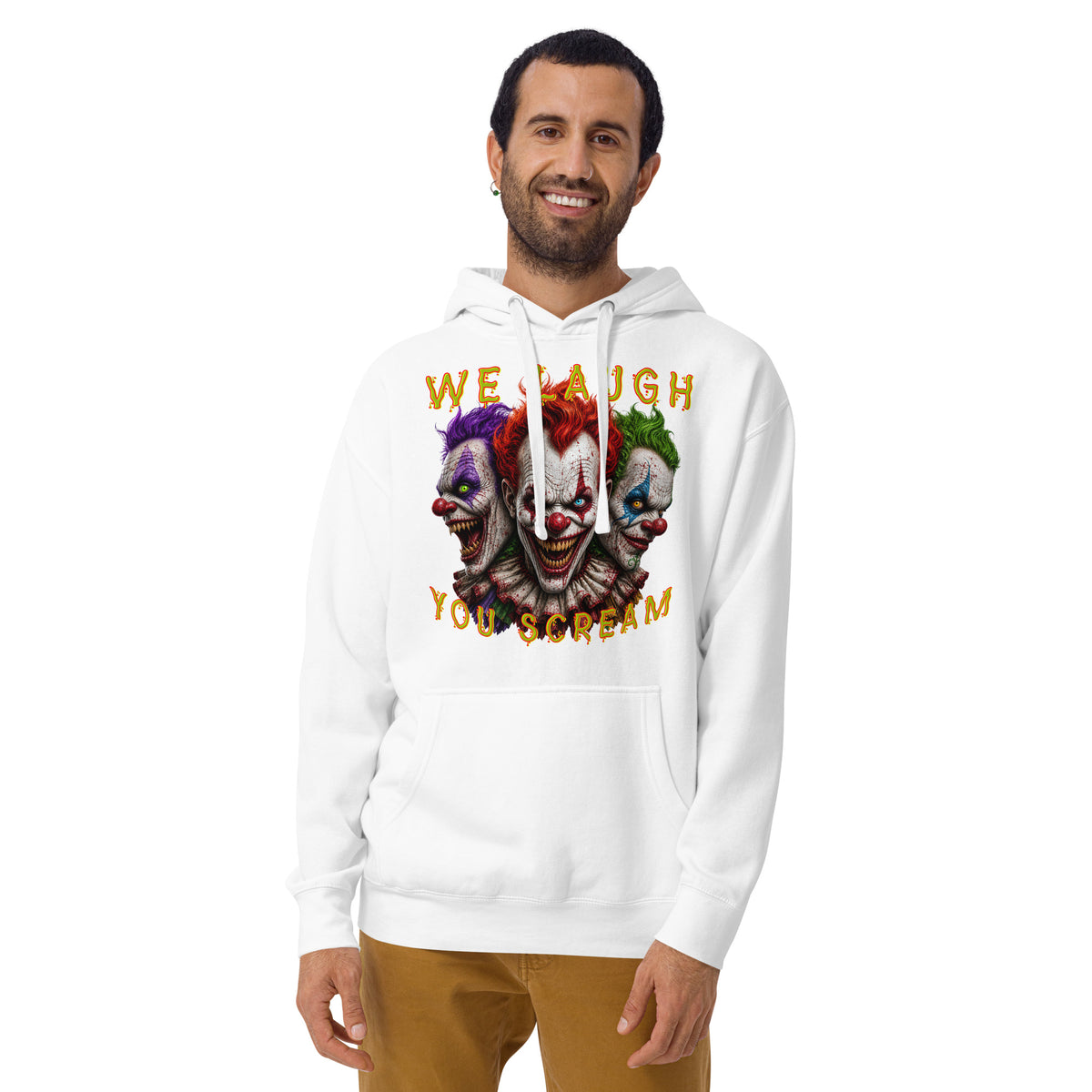 Killer Smiles Unisex Hoodie — White — front