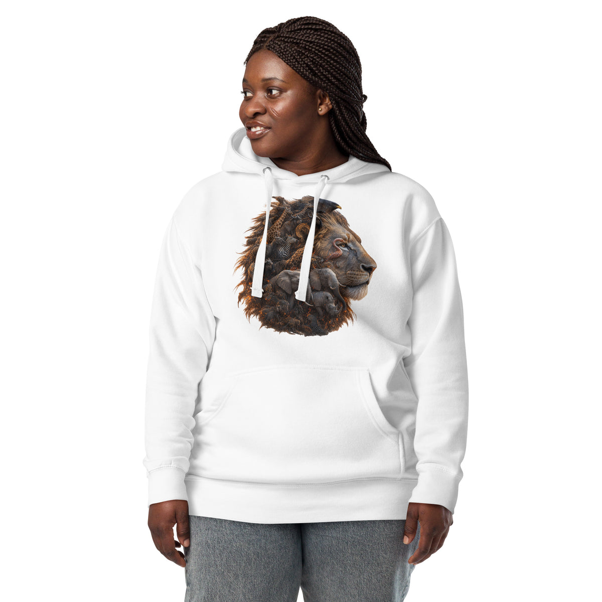 King of the Savanna Unisex Hoodie — White — front