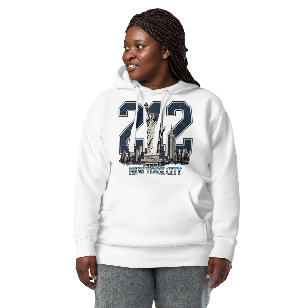 New York 212 Unisex Hoodie — White — front
