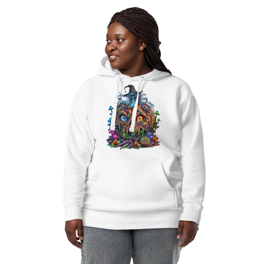 Pumpkin Horror Unisex Hoodie — White — front
