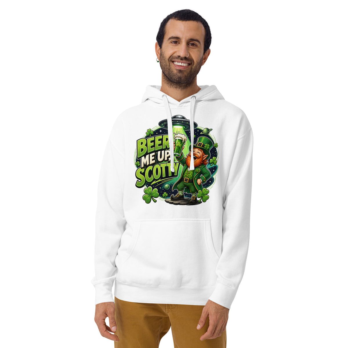 St. Patrick’s Day Cheers Unisex Hoodie — White — front