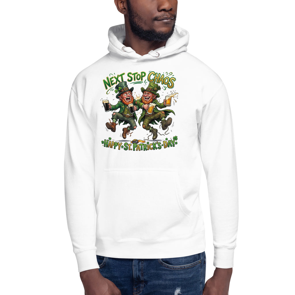 St. Patrick’s Day Chaos Unisex Hoodie — White — front