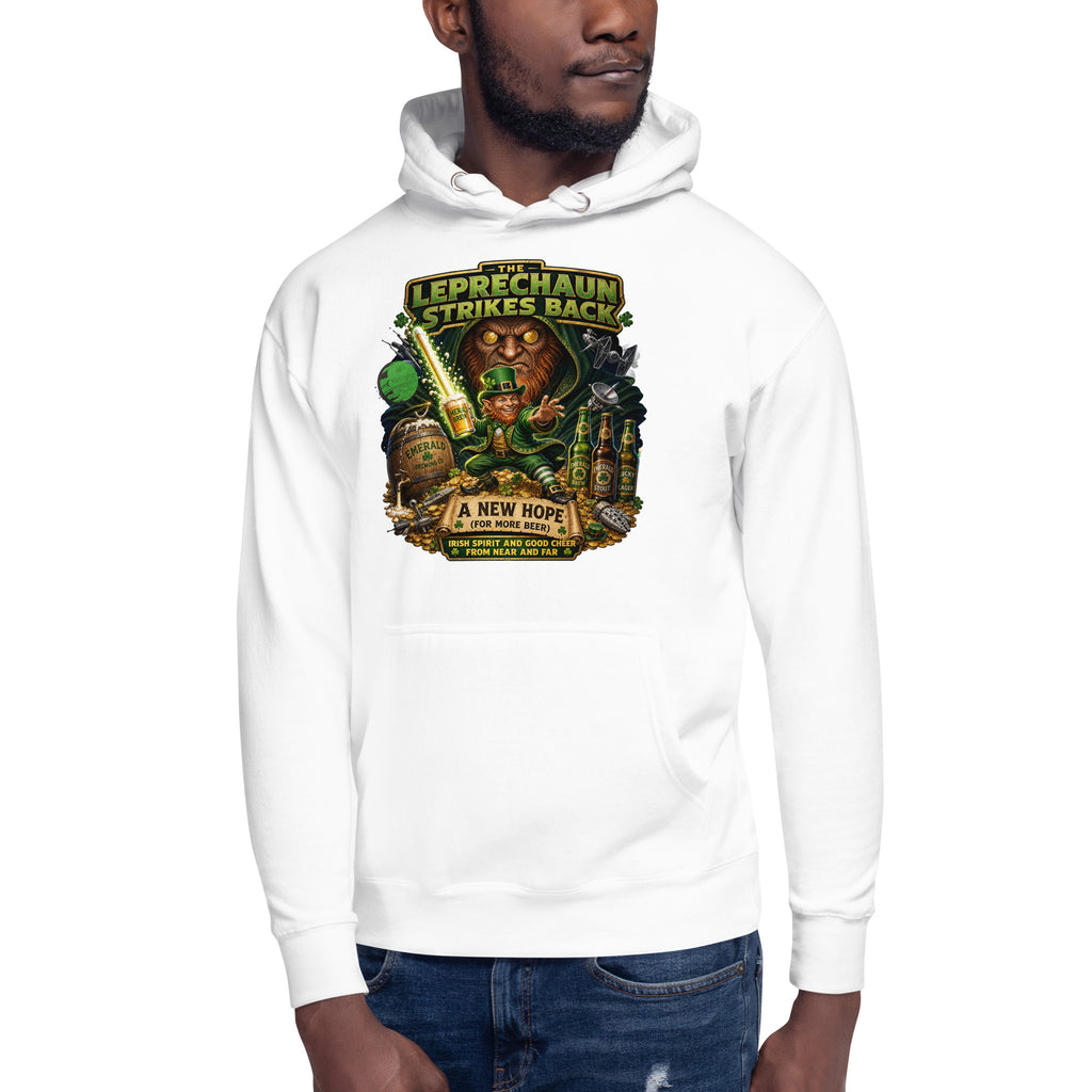 Leprechaun Strikes Back Unisex Hoodie — White — front