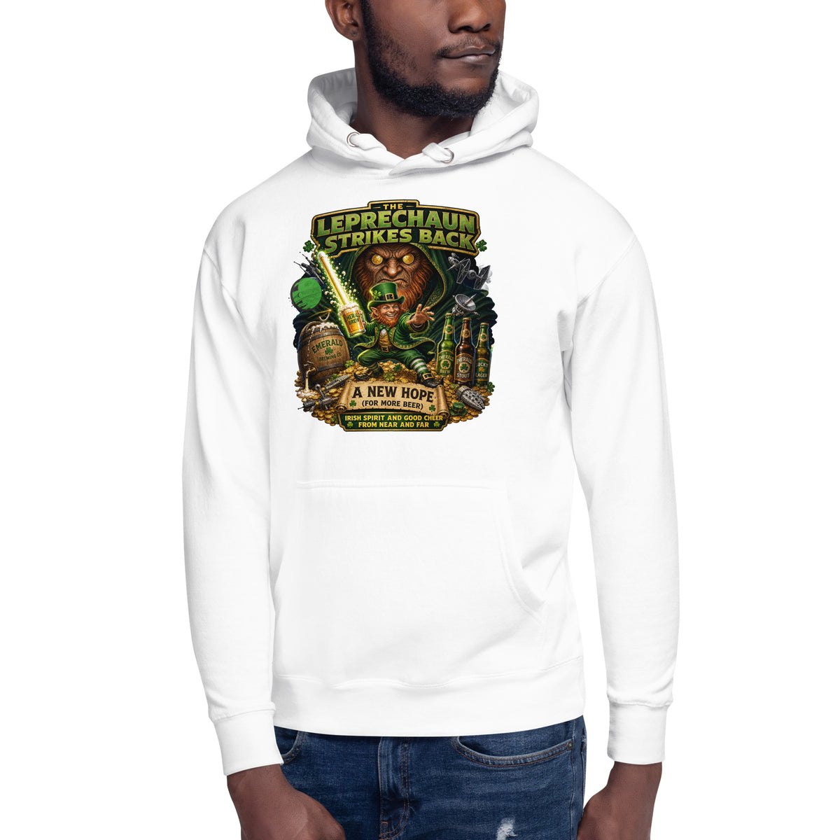 Leprechaun Strikes Back Unisex Hoodie — White — front