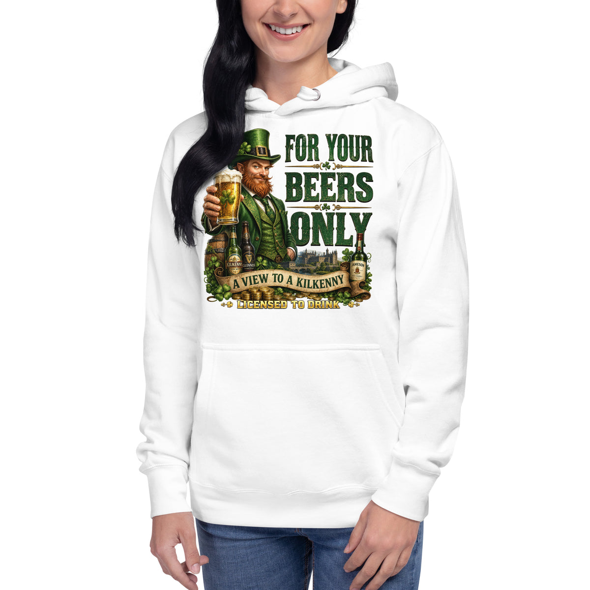 For Your Beers Only Unisex Hoodie — White — front