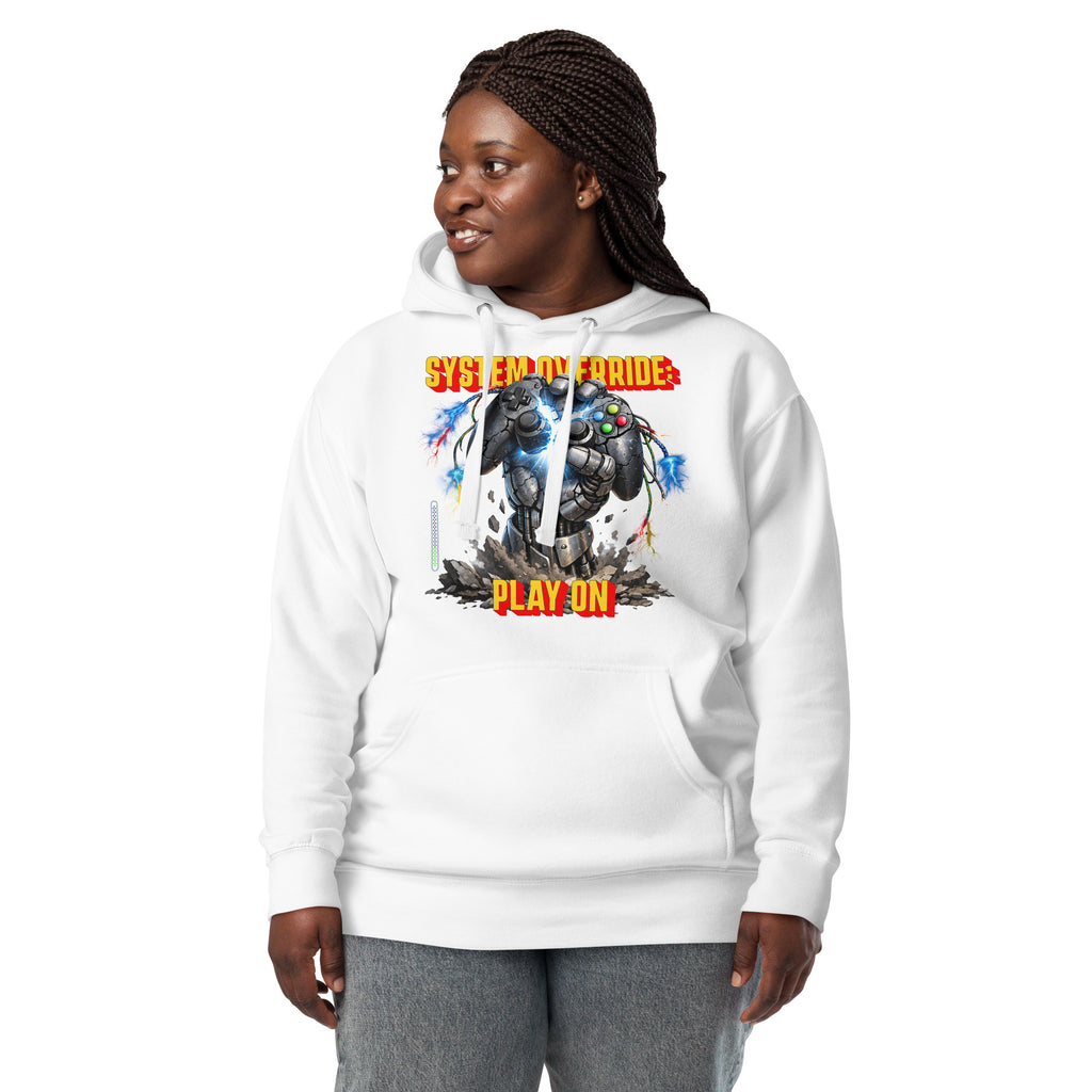 System Override Gamer Unisex Hoodie — White — front