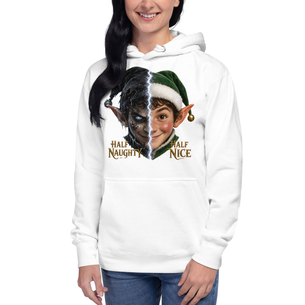 Xmas Elf Twins Unisex Hoodie — White — front
