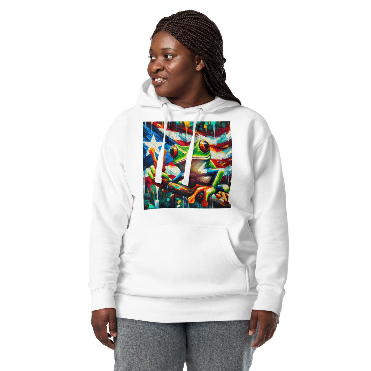 Coqui Frog Unisex Hoodie — White — front